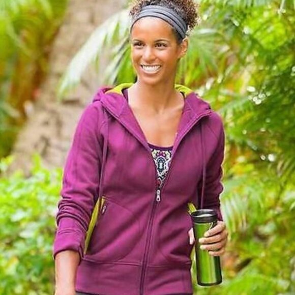 Athleta Spice It Up Y2K Purple Fleece Lined Full Zip Athletic Hoodie L - Picture 1 of 5